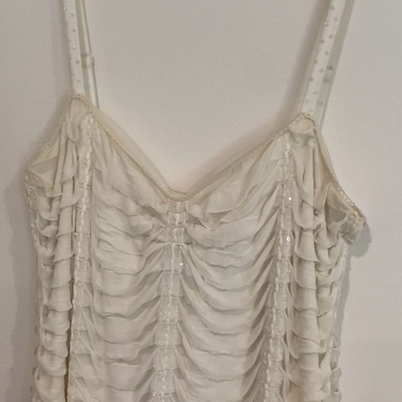 NWT RARE BETSEY JOHNSON RUFFLE & TWINKLE CREAM SEQUIN MAXI DRESS GOWN SIZE LARGE - Picture 8 of 10